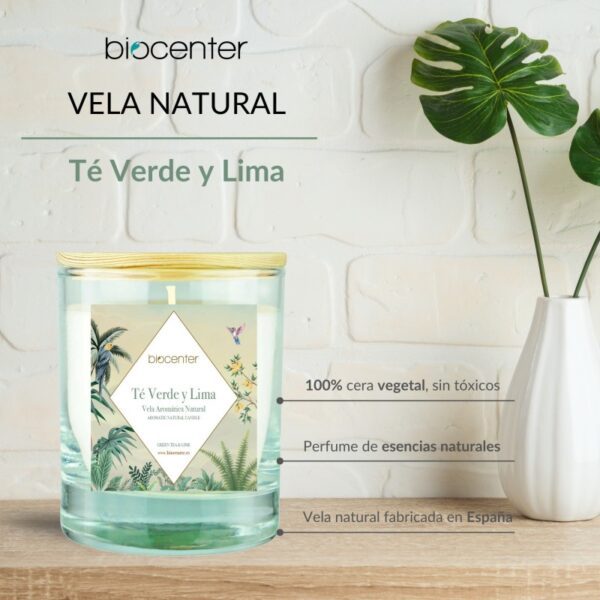 Vela aromática natural de té verde y lima - Imagen 2